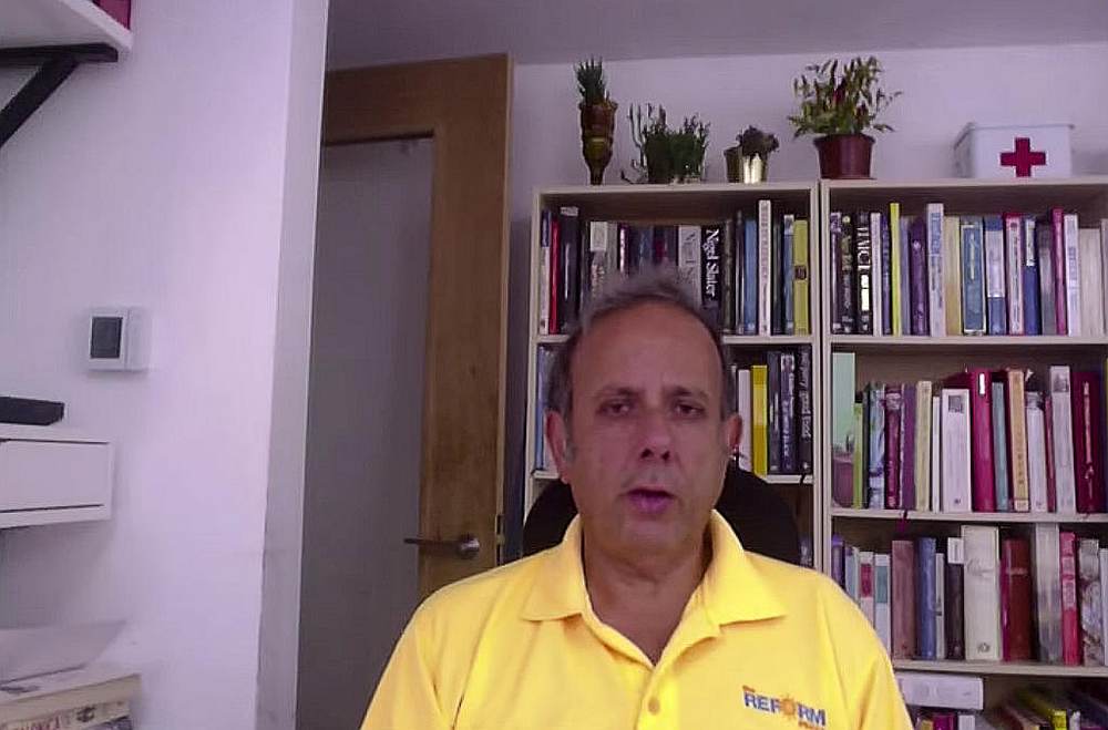 Kenneth Jeyaretnam appearing in a video on the Reform Party's Facebook page on June 24 to ask supporters for donations to his party. u00e2u20acu201d Image via TODAY