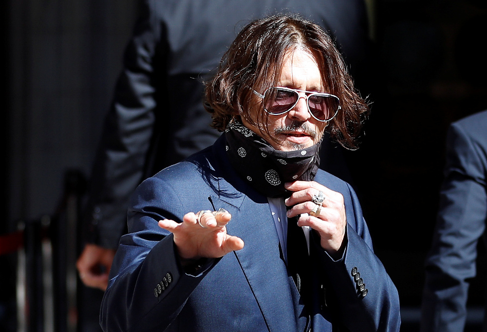 Actor Johnny Depp arrives at the High Court in London, Britain July 7, 2020. u00e2u20acu201d Reuters pic 