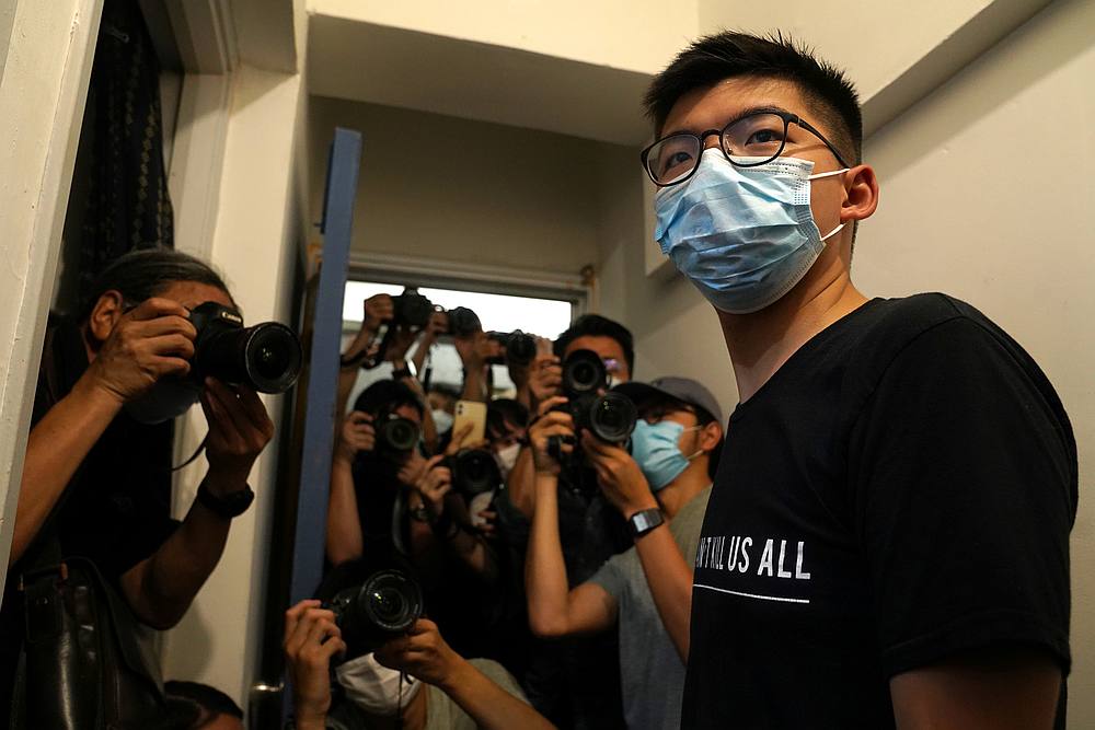 Hong Kong democracy activist Joshua Wong, wearing a face mask, at a news conference in Hong Kong July 31, 2020. u00e2u20acu201d Reuters pic