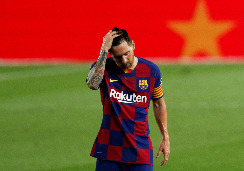 Barcelonau00e2u20acu2122s Lionel Messi looks dejected after the match against Osasuna, as play resumes behind closed doors following the outbreak of the coronavirus disease at Camp Nou, Barcelona, July 16, 2020. u00e2u20acu201d Reuters pic 