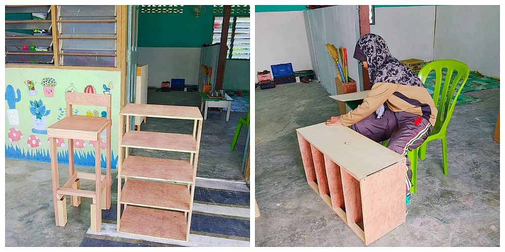 The 48-year-old couldnu00e2u20acu2122t afford monetary contributions to her daughteru00e2u20acu2122s school so she built new furniture sets for its students. u00e2u20acu201d Picture courtesy of Facebook/Seri Nur Ehsan
