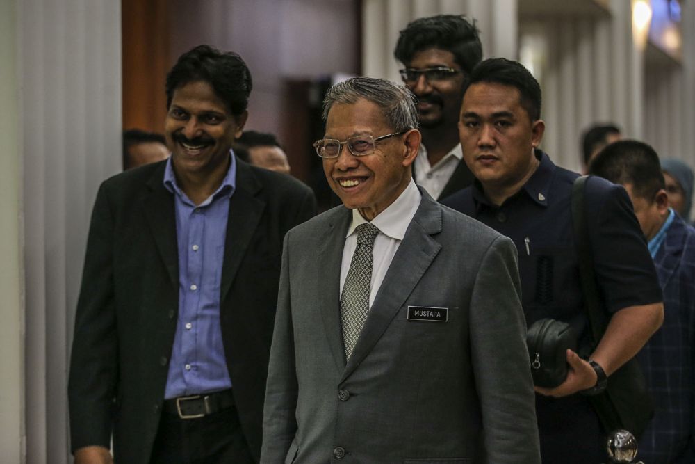 Jeli MP Datuk Seri Mustapa Mohamed is pictured at Parliament in Kuala Lumpur July 16, 2020. u00e2u20acu201d Picture by Hari Anggara