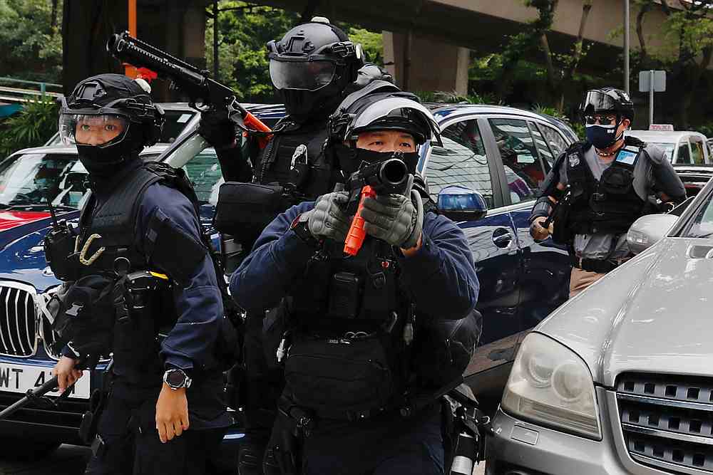 Riot police hold pepper-spray projectiles as they disperse anti-national security law protesters in Hong Kong July 1, 2020. u00e2u20acu201d Reuters pic