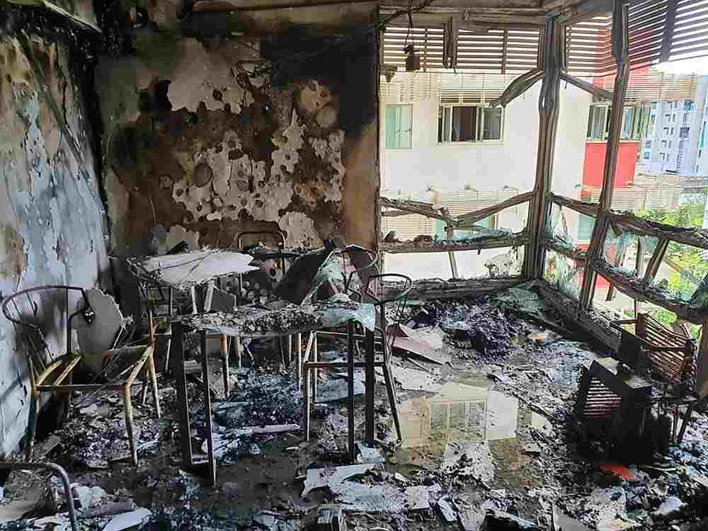 The aftermath of a fire that blazed through a flat in Punggol East. u00e2u20acu201d Singapore Civil Defence Force pic via TODAY
