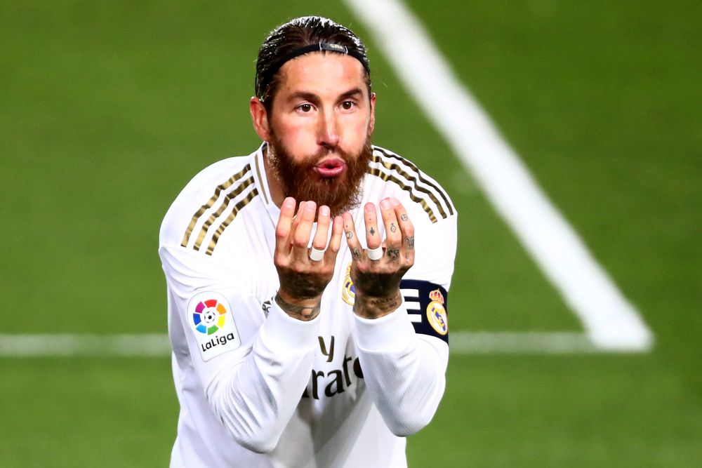 Real Madrid's Sergio Ramos celebrates scoring their first goal against Getafe at the Alfredo Di Stefano Stadium in Madrid July 3, 2020. u00e2u20acu201d Reuters picnn