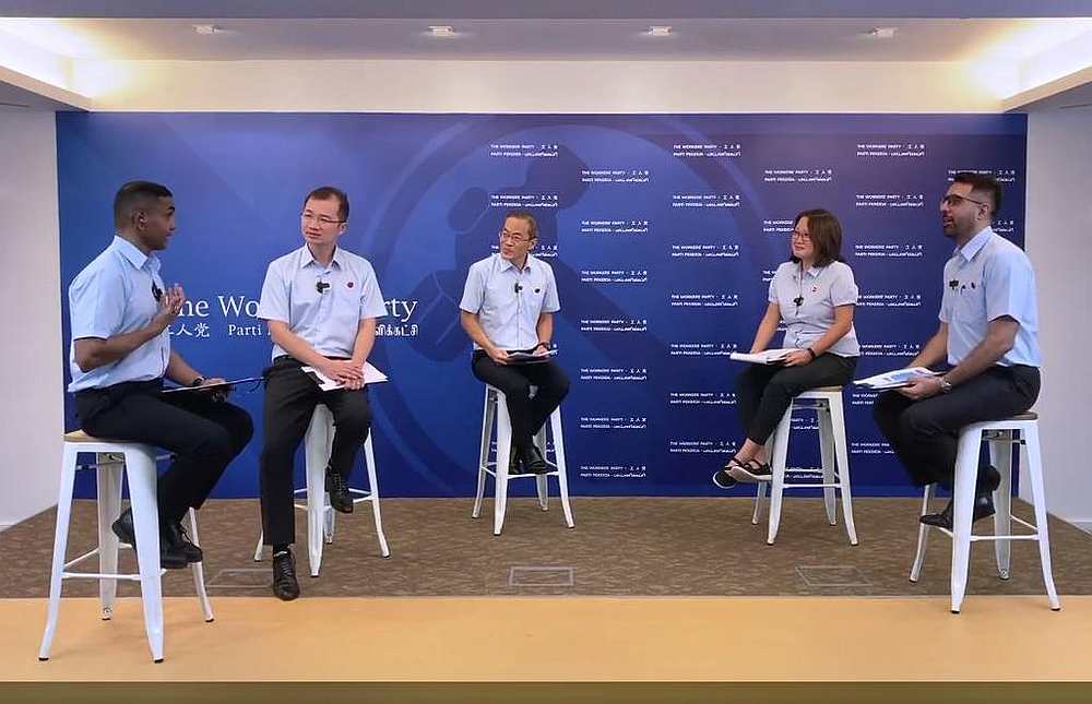 Speaking at a panel discussion on 1 July, 2020 are (from left) Abdul Shariff Aboo Kassim, Louis Chua Kheng Wee, Dennis Tan, Sylvia Lim and Pritam Singh. u00e2u20acu201d Facebook screengrab via AFP
