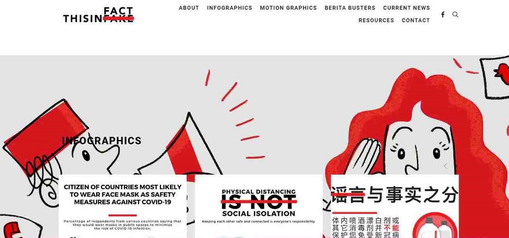A screenshot of the thisinfact website which caters to the multilingual Malaysian public.