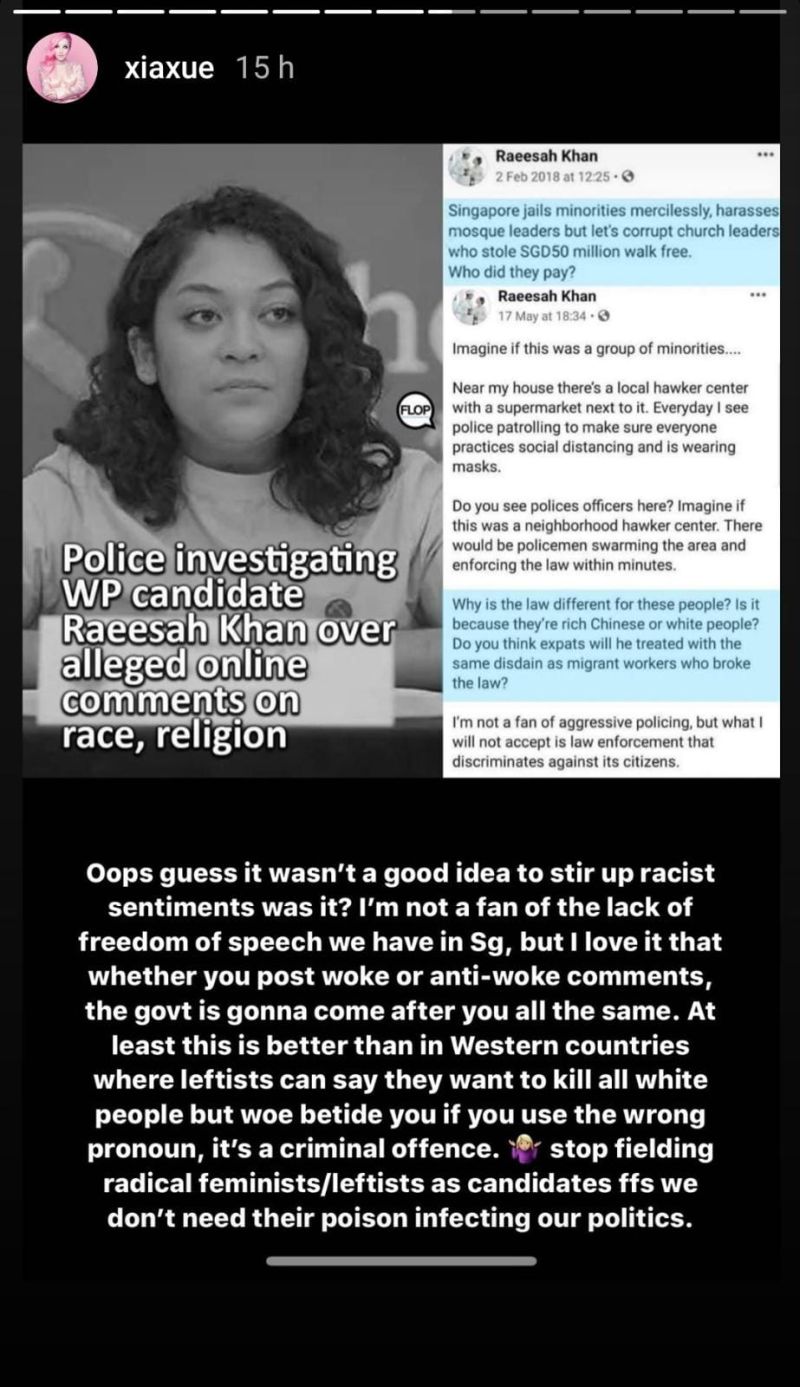 Xiaxue’s Instagram Story about Khan ignited an online firestorm that had social media users taking her to task for her past views about foreign workers. — Picture via Instagram/xiaxue