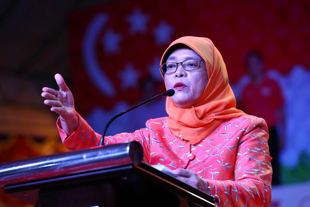President Halimah Yacob said that public debates should be honest about the trade-offs of different options, and what they would cost society. u00e2u20acu201d TODAY pic