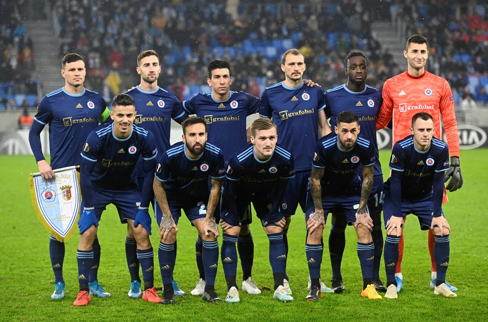 Slovan Bratislava players pose for a team group photo before the match at Tehelne Pole Stadium in Bratislava, Slovakia December 12, 2019. u00e2u20acu201d Reuters pic