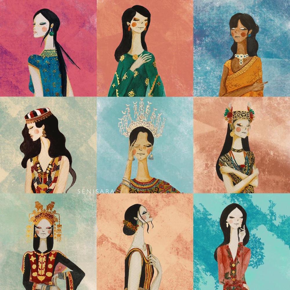 Noor Sarah's artwork which shows the women and their unique identities. — Picture courtesy of Noor Sarah.