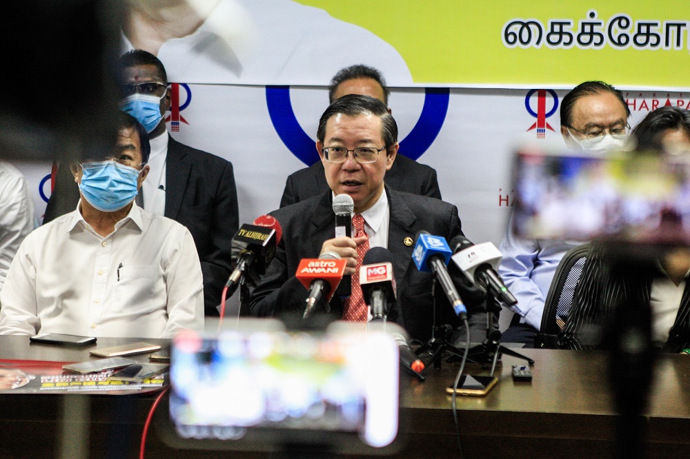 Lim Guan Eng speaks at a press conference held at the Bagan Parliament Service Centre in Seberang Perai August 11, 2020. u00e2u20acu201d Picture by Sayuti Zainudin