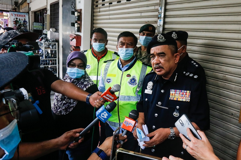 Northern Seberang Perai Police Chief ACP Noorzainy Mohd Noor speaks to reporters during a raid on an illegal gambling den at Bertam Putra, Kepala Batas August 13, 2020. u00e2u20acu201d  Picture by Sayuti Zainudin