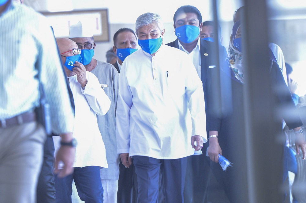 Datuk Seri Ahmad Zahid Hamidi is pictured at the Kuala Lumpur Court Complex August 14, 2020. u00e2u20acu2022 Picture by Shafwan Zaidon