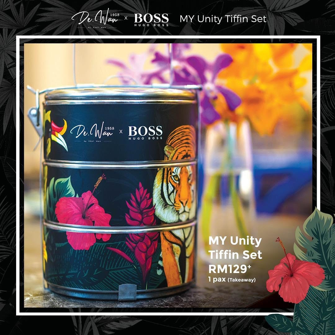 The tiffin set was designed to highlight the uniqueness of Malaysian flora and fauna. —Picture courtesy of De.Wan 1958 by Chef Wan. 