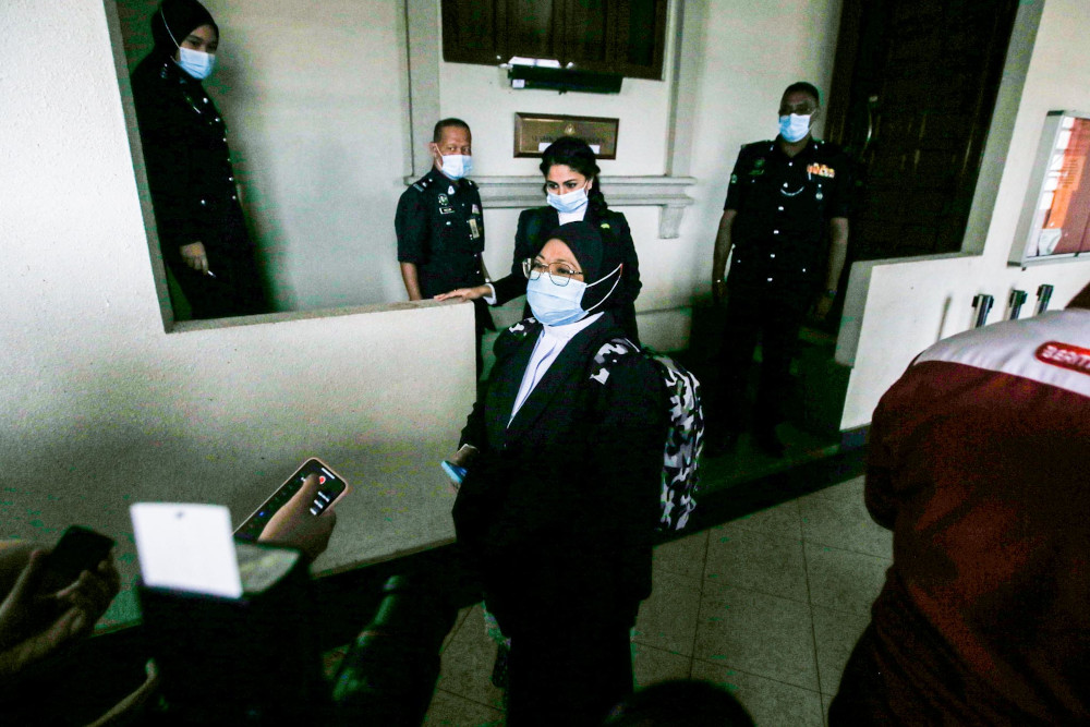 Deputy public prosecutor Julia Ibrahim speaks to reporters on August 17, 2020 outside the courtroom after a teenager was sentenced to imprisonment over the death of 23 people in a fire at Pusat Tahfiz Darul Quran Ittifaqiyah. u00e2u20acu201d Picture by Hari Anggara