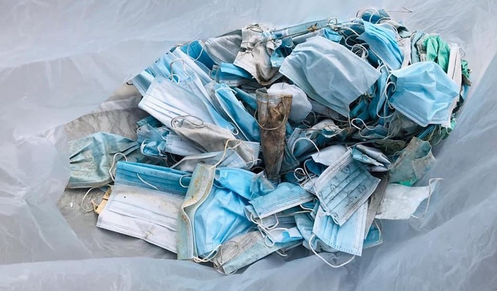 Face masks that the duo have collected around the Sungai Bakap and Parit Buntar area. u00e2u20acu201d Picture via Facebook/VasugiRamasamy