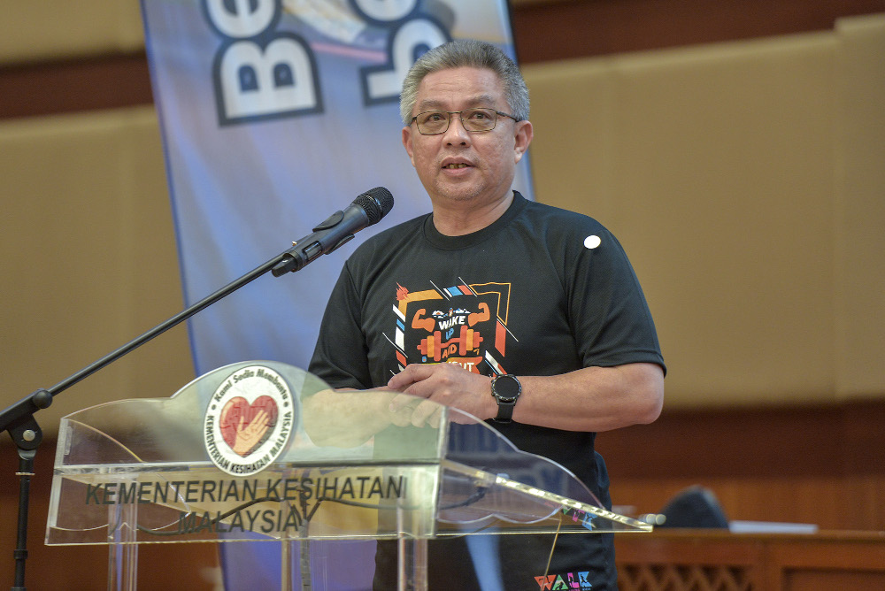 Health Minister Datuk Seri Dr Adham Baba delivers his speech during the launch of V-IFitEr (I Fit and Eat right) at Ministry of Health in Putrajaya, August 21, 2020. u00e2u20acu201d Picture by Shafwan Zaidon