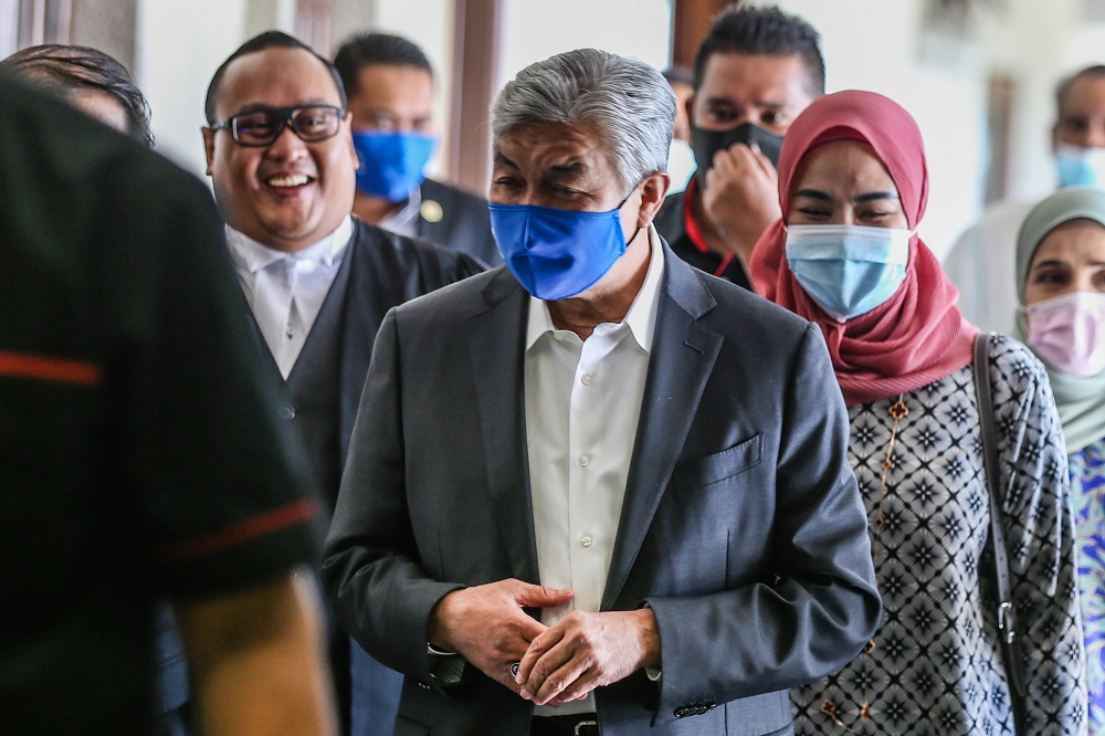 Datuk Seri Ahmad Zahid Hamidi is pictured at the Kuala Lumpur High Court August 25, 2020. u00e2u20acu201d Picture by Firdaus Latif