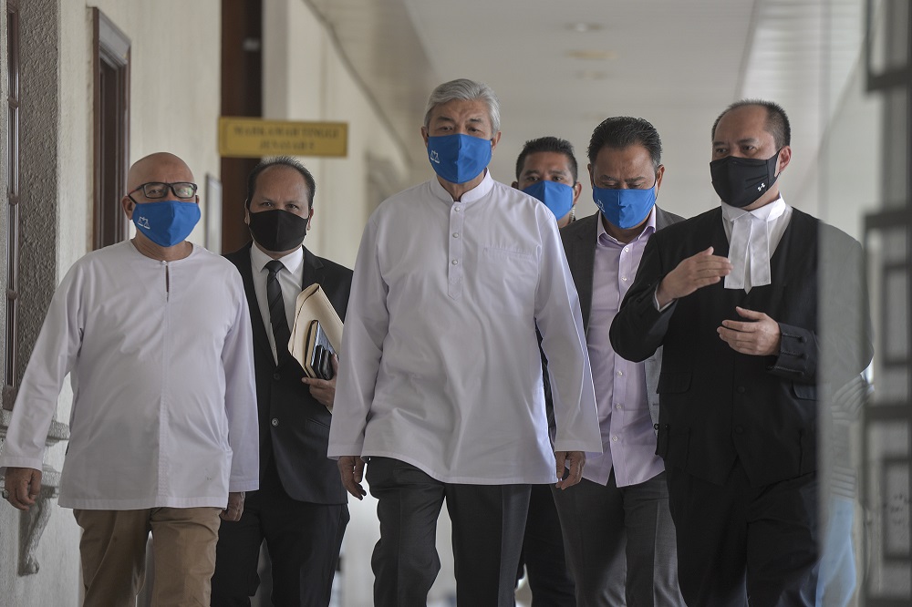 Datuk Seri Ahmad Zahid Hamidi arrives at the Kuala Lumpur Court Complex August 28, 2020. u00e2u20acu2022 Picture by Shafwan Zaidonnn