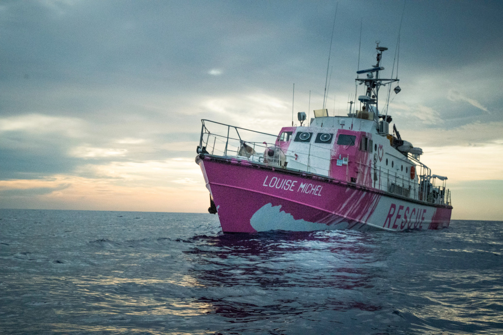 In this undated handout photo, the Louise Michel, a migrant search and rescue ship operating in the Mediterranean and financed by British street artist Banksy, is seen at sea. u00e2u20acu201d MV Louise Michel handout pic via Reuters 