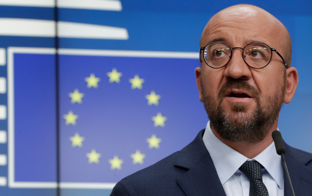 European Council President Charles Michel speaks during a press conference at the end of a European summit in a video conference format, in Brussels, August 19, 2020. u00e2u20acu201d AFP pic 