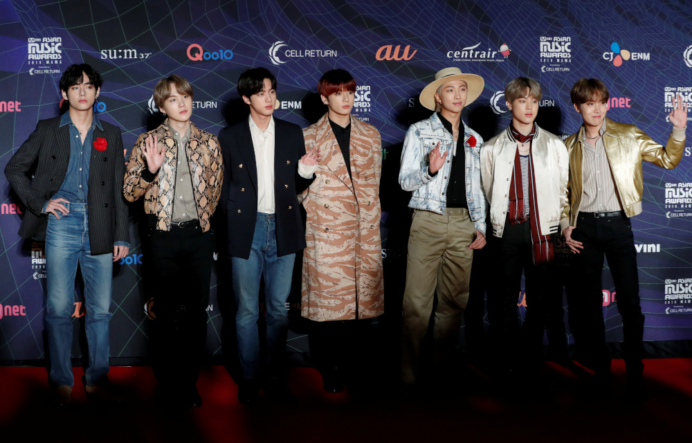 Members of South Korean boy band BTS pose on the red carpet during the annual MAMA Awards at Nagoya Dome in Nagoya, Japan, December 4, 2019. u00e2u20acu201d Reuters pic 