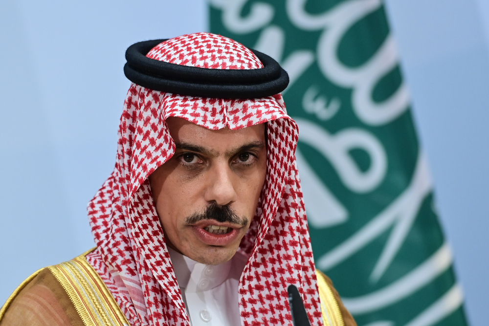 Saudi Foreign Minister Prince Faisal bin Farhan Al-Saud attends a joint press conference with the German Foreign Minister in Berlin, August 19, 2020. u00e2u20acu201d AFP pic 