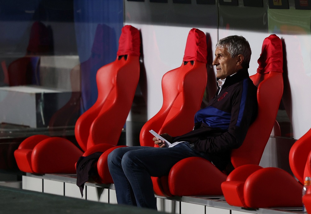 Barcelona coach Quique Setien seen during the match against Bayern Munich August 15, 2020. u00e2u20acu2022 Reuters pic