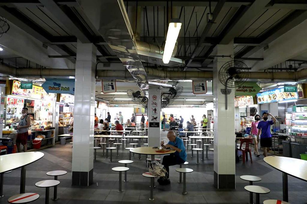 The fairly deserted scene at Jalan Batu Food Centre near Mountatten Road at lunchtime on August 28, 2020. u00e2u20acu2022 TODAY pic