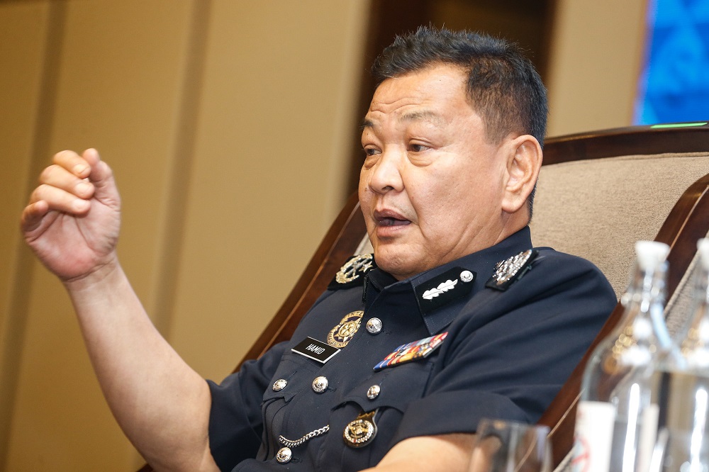 IGP Tan Sri Abdul Hamid Bador speaks to reporters during the meeting of Chief of Narcotics and Criminal Investigation in George Town August 26, 2020. u00e2u20acu2022 Picture by Sayuti Zainudin