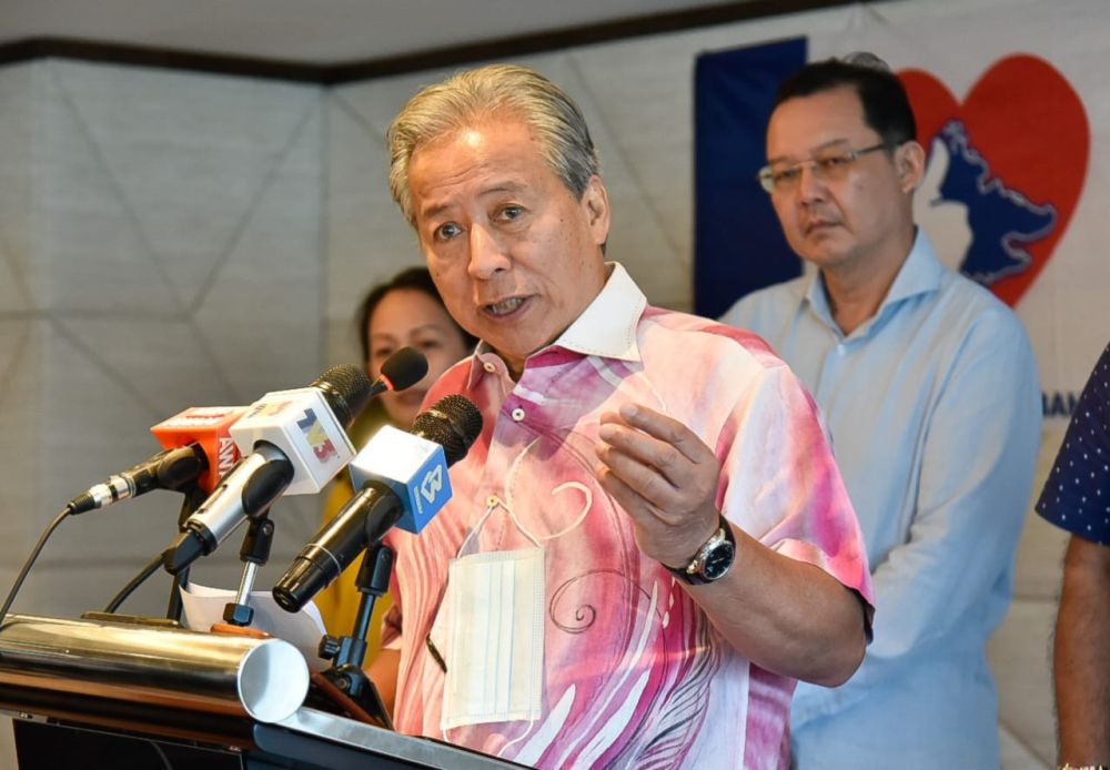 Datuk Seri Anifah Aman addresses a media conference August 14, 2020.