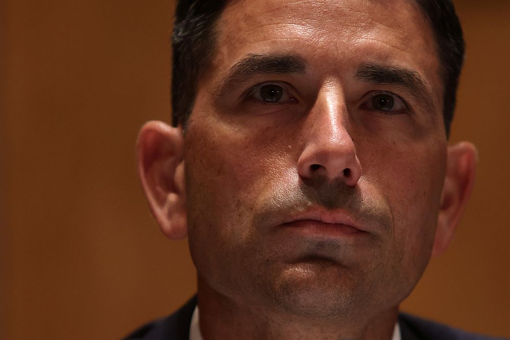 Acting US Secretary of Homeland Security Chad Wolf testifies during a hearing before Senate Homeland Security and Governmental Affairs Committee on Capitol Hill, Washington August 6, 2020. u00e2u20acu201d Pool pic via Reuters 