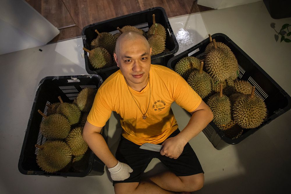 Charles Phua of Dr Durian, tries to get innovative with his products to draw new customers. — Photo by Nuria Ling/TODAY