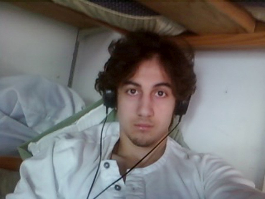 Boston bombing suspect Dzhokhar Tsarnaev seen in this photograph presented as evidence in Boston, Massachusetts March 23, 2015. u00e2u20acu201d US Attorney's Office in Boston/handout via Reuters