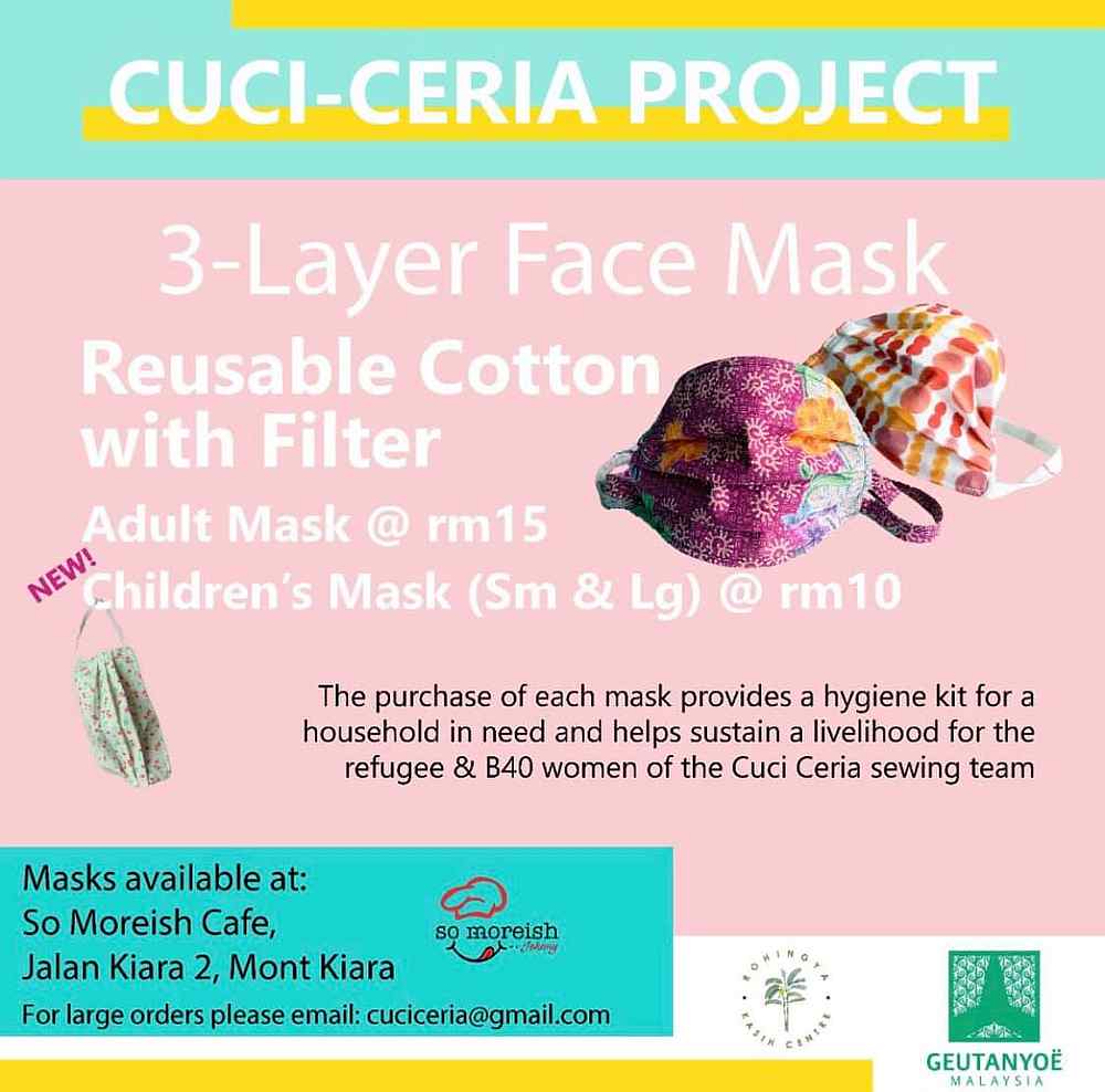 Proceeds from the mask help provide hygiene kits to low-income households to help them stay safe during the pandemic. — Picture courtesy Facebook/CuciCeriaProject