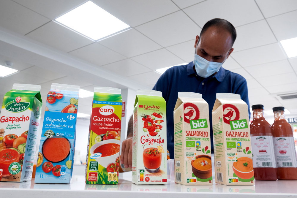 Long a staple of the Spanish diet, gazpacho u00e2u20acu201d the chilled soup made from a puree of tomatoes and other vegetables u00e2u20acu201d is gaining space on supermarket shelves further afield in Europe and beyond. u00e2u20acu201d AFP pic 