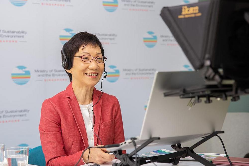 Grace Fu, Minister for Sustainability and the Environment, speaking at an online dialogue on August 12, 2020. u00e2u20acu201d Picture courtesy of Ministry of Sustainability and the Environment via TODAY