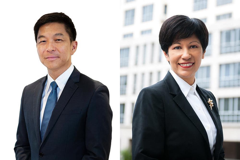 Indranee Rajah (right) is to take over as new Leader of the House, while Tan Chuan-Jin (left) will be nominated to continue in his role as Speaker of Parliament. u00e2u20acu201d Singapore PMO pictures via TODAY