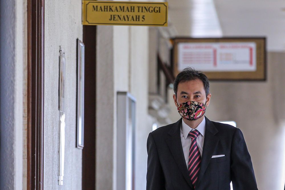 Former 1MDB CEO Datuk Shahrol Azral Ibrahim Halmi is pictured at the Kuala Lumpur Court Complex August 3, 2020. — Picture by Hari Anggara