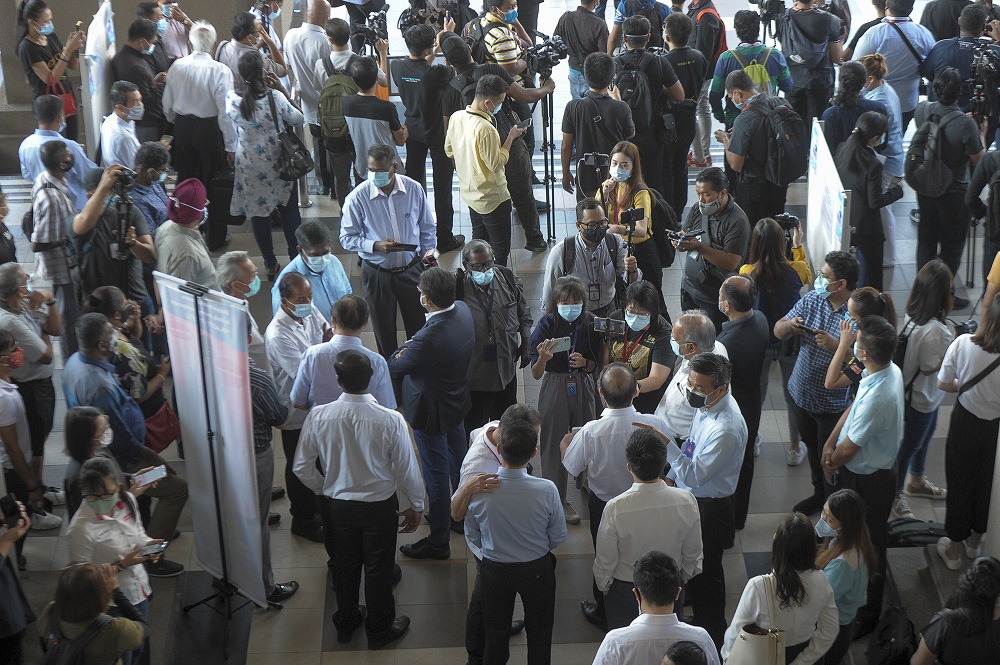 DAP leaders are pictured at the Kuala Lumpur Court Complex August 7, 2020. u00e2u20acu2022 Picture by Shafwan Zaidon