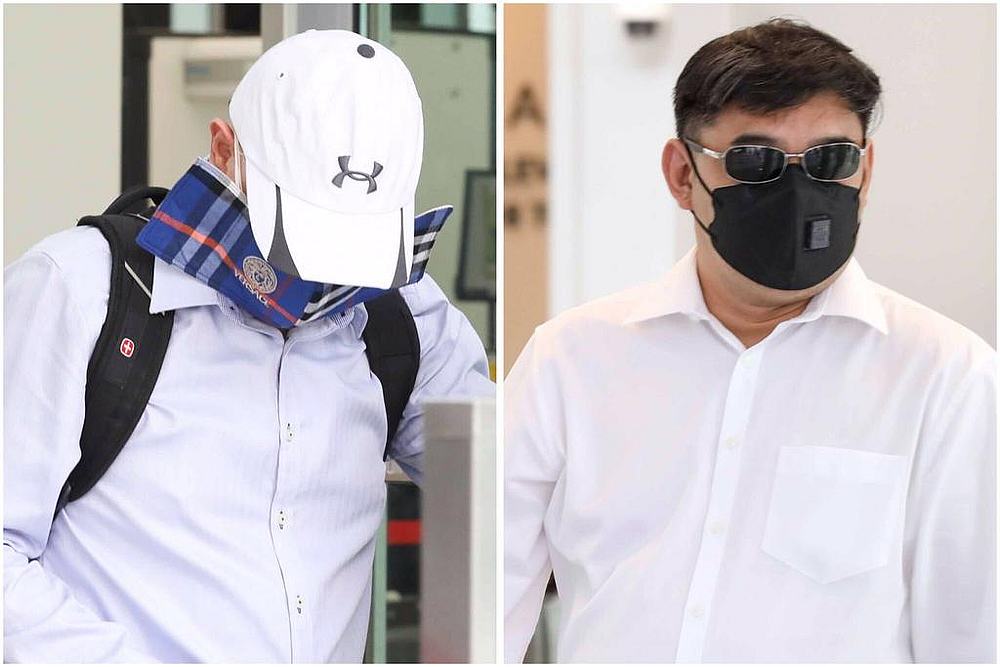 Low Pok Woen (left) and Ivan Koh Siong Wee leaving the Singapore State Courts on Aug 4, 2020. u00e2u20acu201d nTODAY pic
