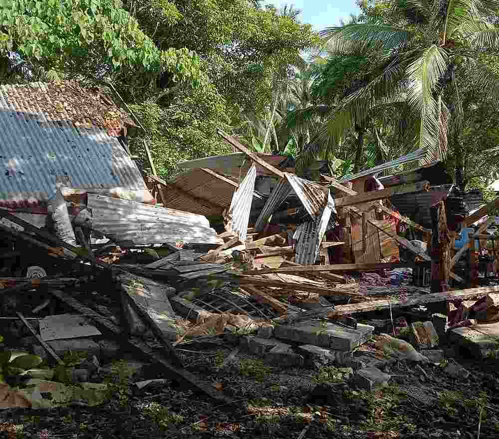 Debris is seen in Masbate Province after an earthquake struck the Philippines, August 18, 2020. u00e2u20acu201d Philippine Red Cros Masbate handout via Reuters