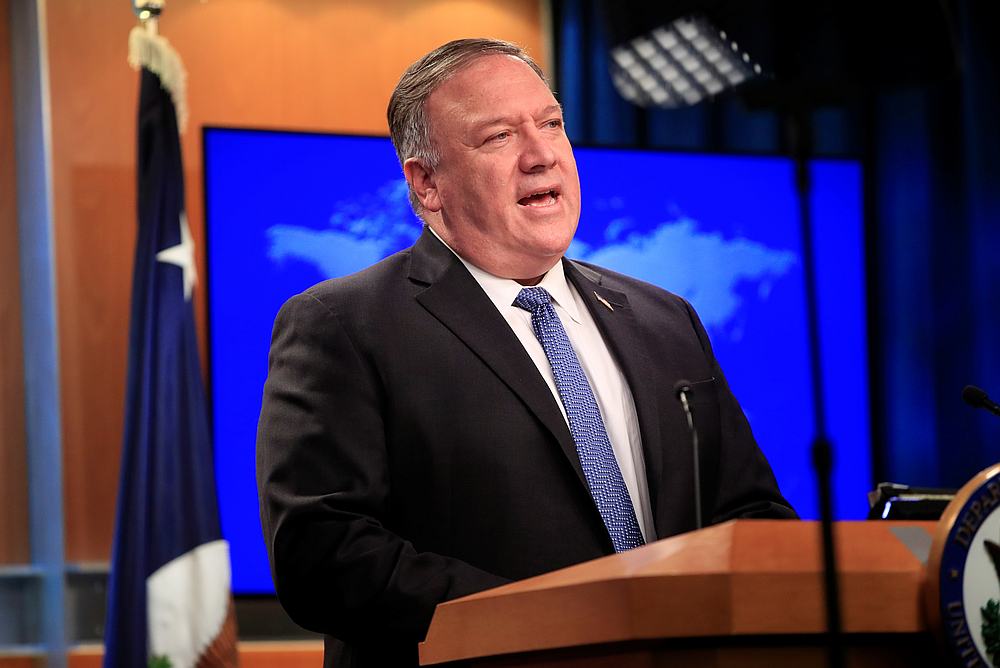 US Secretary of State Mike Pompeo speaks during a news conference at the State Department in Washington August 5, 2020. u00e2u20acu201d Pool pic via Reuters