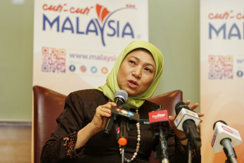 Datuk Seri Nancy Shukri speaks to reporters during a press conference at the Putra World Trade Centre, Kuala Lumpur August 26, 2020. u00e2u20acu201d Picture by Choo Choy May