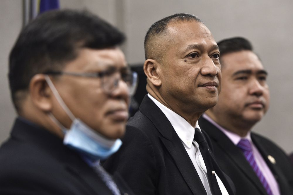 Datuk Seri Nazri Aziz (centre) speaks during a press conference at Parliament in Kuala Lumpur August 18, 2020. u00e2u20acu2022 Picture by Miera Zulyana