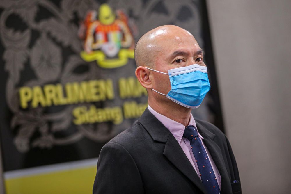 Kepong MP Lim Lip Eng is pictured at Parliament, Kuala Lumpur August 6, 2020. — Picture by Hari Anggara