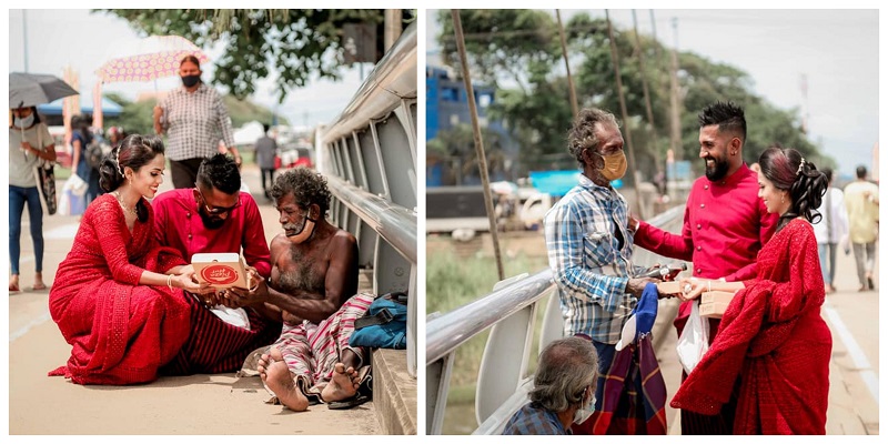 The groom was taken aback when a man asked him what the proper way was to eat pizza. ― Picture via Facebook/ Dishan Thilakshana