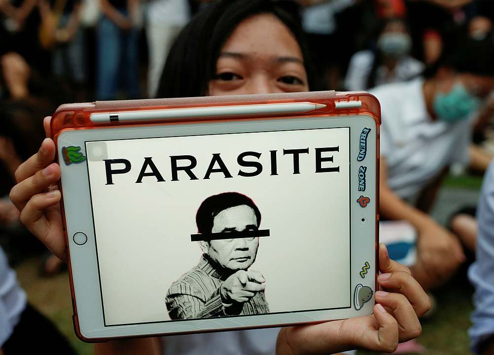 Thai students protest against a court's decision that dissolved the country's second largest opposition Future Forward party, at Mahidol University, outside Bangkok, Thailand February 25, 2020. u00e2u20acu201d Reuters pic
