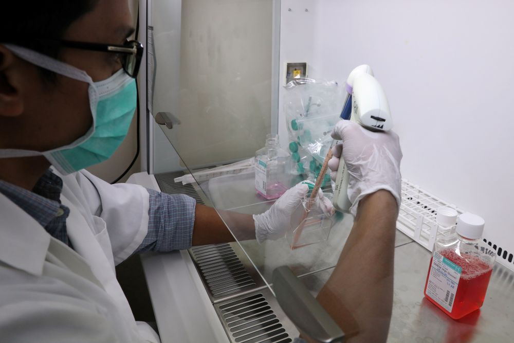 A researcher prepares Sumatran Rhinoceros cells for research at a laboratory in International Islamic University in Kuantan June 30, 2020. u00e2u20acu201d Reuters pic